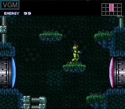 In-game screen of the game Super Metroid on Nintendo Super NES
