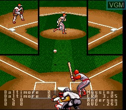 In-game screen of the game Super R.B.I. Baseball on Nintendo Super NES