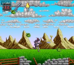 In-game screen of the game Super Shadow of the Beast on Nintendo Super NES