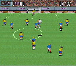 In-game screen of the game Super Soccer on Nintendo Super NES