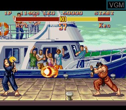 In-game screen of the game Super Street Fighter II on Nintendo Super NES