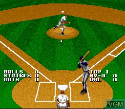 In-game screen of the game Tecmo Super Baseball on Nintendo Super NES
