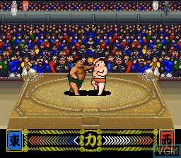 In-game screen of the game Tsuppari Oozumou - Risshin Shusse-hen on Nintendo Super NES