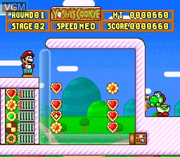 In-game screen of the game Yoshi's Cookie on Nintendo Super NES