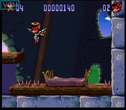 In-game screen of the game Aero the Acro-Bat 2 on Nintendo Super NES