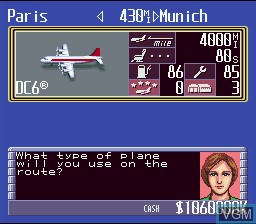 In-game screen of the game Aerobiz Supersonic on Nintendo Super NES