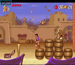 In-game screen of the game Aladdin on Nintendo Super NES