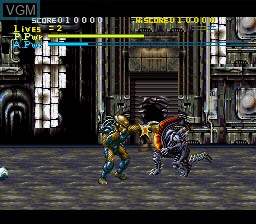 In-game screen of the game Alien vs. Predator on Nintendo Super NES