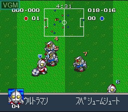 In-game screen of the game Battle Soccer - Field no Hasha on Nintendo Super NES