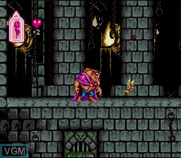 In-game screen of the game Beauty and the Beast on Nintendo Super NES