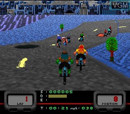 In-game screen of the game Cannondale Cup on Nintendo Super NES