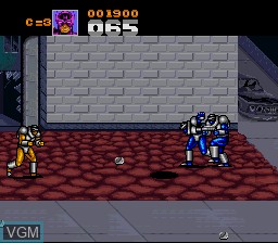 In-game screen of the game Captain America and the Avengers on Nintendo Super NES