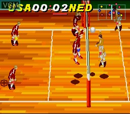 In-game screen of the game Dig & Spike Volleyball on Nintendo Super NES