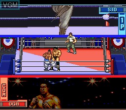 In-game screen of the game HammerLock Wrestling on Nintendo Super NES