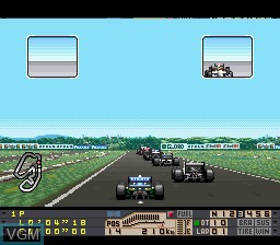 In-game screen of the game Human Grand Prix III - F1 Triple Battle on Nintendo Super NES