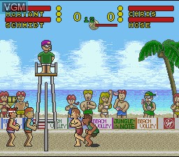 In-game screen of the game Inazuma Serve Da! Super Beach Volley on Nintendo Super NES