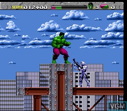In-game screen of the game Incredible Hulk, The on Nintendo Super NES