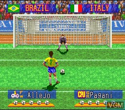 In-game screen of the game International Superstar Soccer Deluxe on Nintendo Super NES