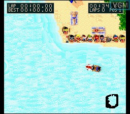 In-game screen of the game Kawasaki Caribbean Challenge on Nintendo Super NES