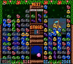 In-game screen of the game Kirby's Avalanche on Nintendo Super NES
