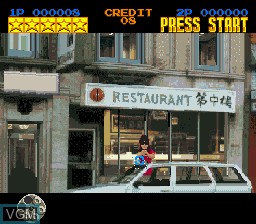 In-game screen of the game Lethal Enforcers on Nintendo Super NES
