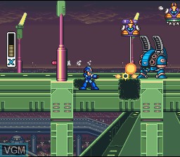 In-game screen of the game Mega Man X on Nintendo Super NES
