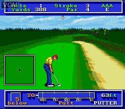 In-game screen of the game PGA Tour Golf on Nintendo Super NES