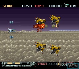 In-game screen of the game Phalanx on Nintendo Super NES