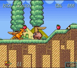 In-game screen of the game Pokonyan! Henpokorin Adventure on Nintendo Super NES
