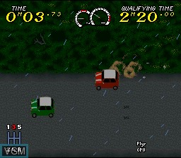 In-game screen of the game Power Drive on Nintendo Super NES