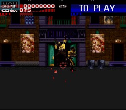 In-game screen of the game Revolution X on Nintendo Super NES
