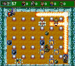 In-game screen of the game Super Bomberman 4 on Nintendo Super NES