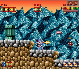 In-game screen of the game Super Turrican on Nintendo Super NES