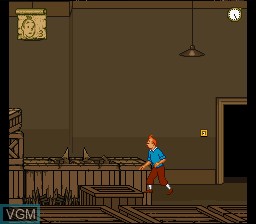 In-game screen of the game Tintin - Prisoners of the Sun on Nintendo Super NES