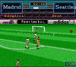 In-game screen of the game Tony Meola's Sidekicks Soccer on Nintendo Super NES