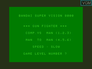 Title screen of the game Gun Professional on Bandai Super Vision 8000