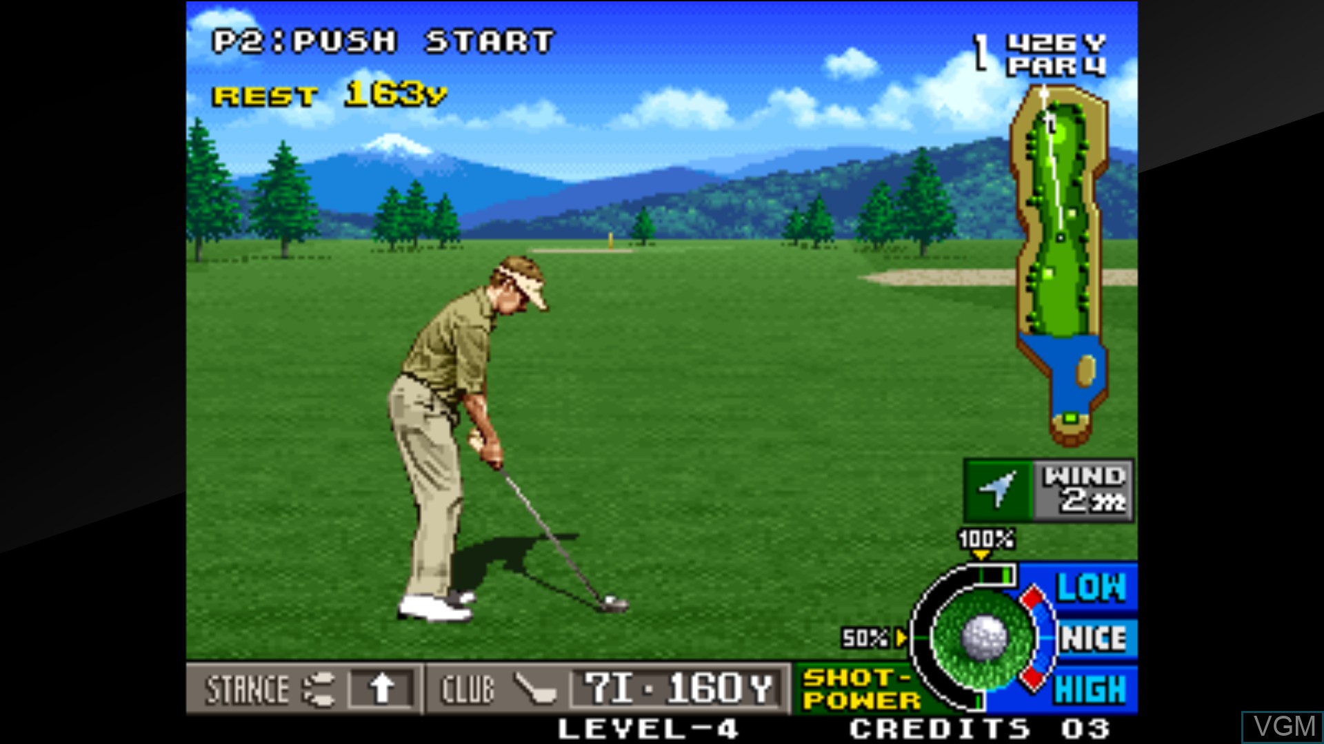 In-game screen of the game ACA NEOGEO BIG TOURNAMENT GOLF on Switch