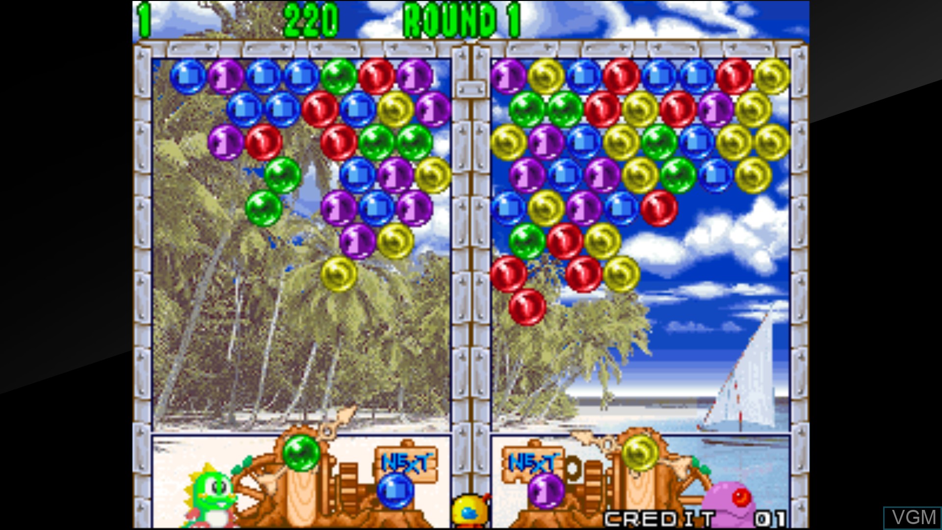In-game screen of the game ACA NEOGEO PUZZLE BOBBLE 2 on Switch