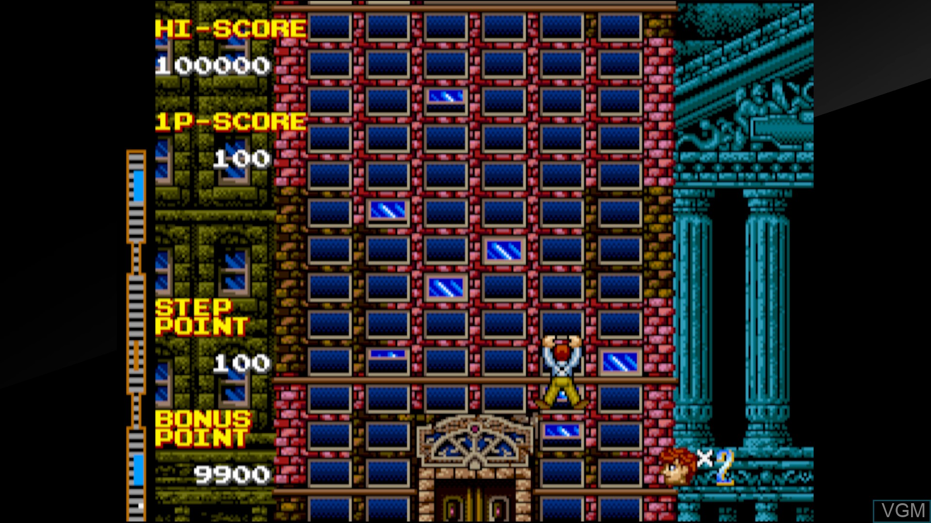 In-game screen of the game Arcade Archives CRAZY CLIMBER 2 on Switch