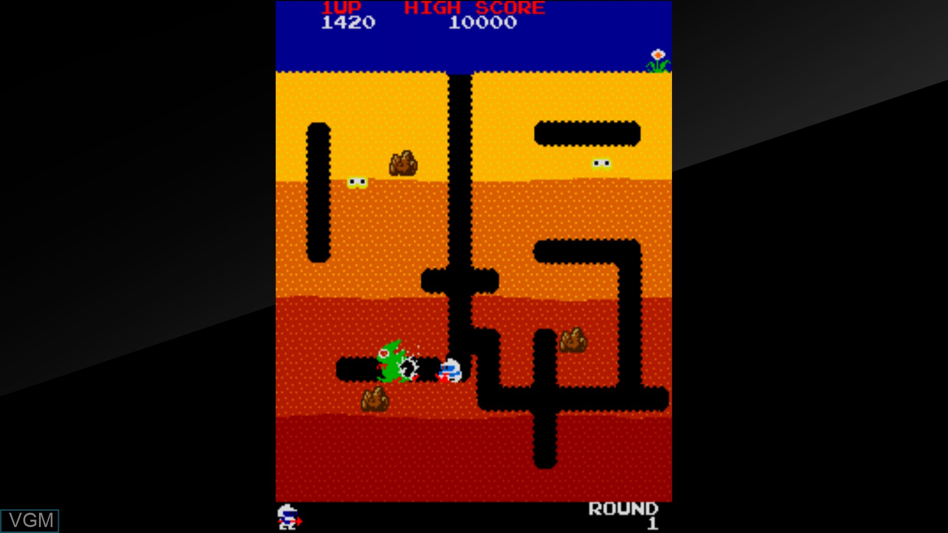 In-game screen of the game Arcade Archives DIG DUG on Switch