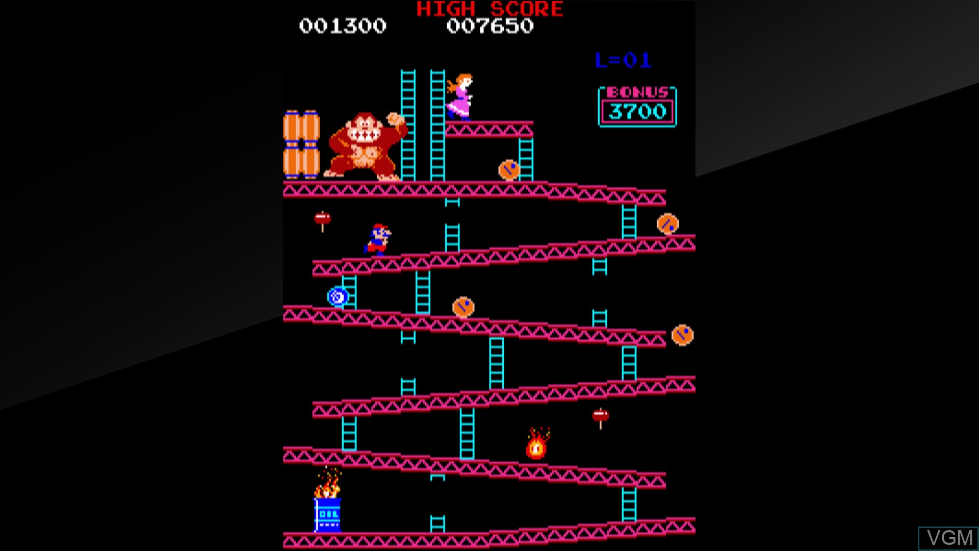 In-game screen of the game Arcade Archives DONKEY KONG on Switch