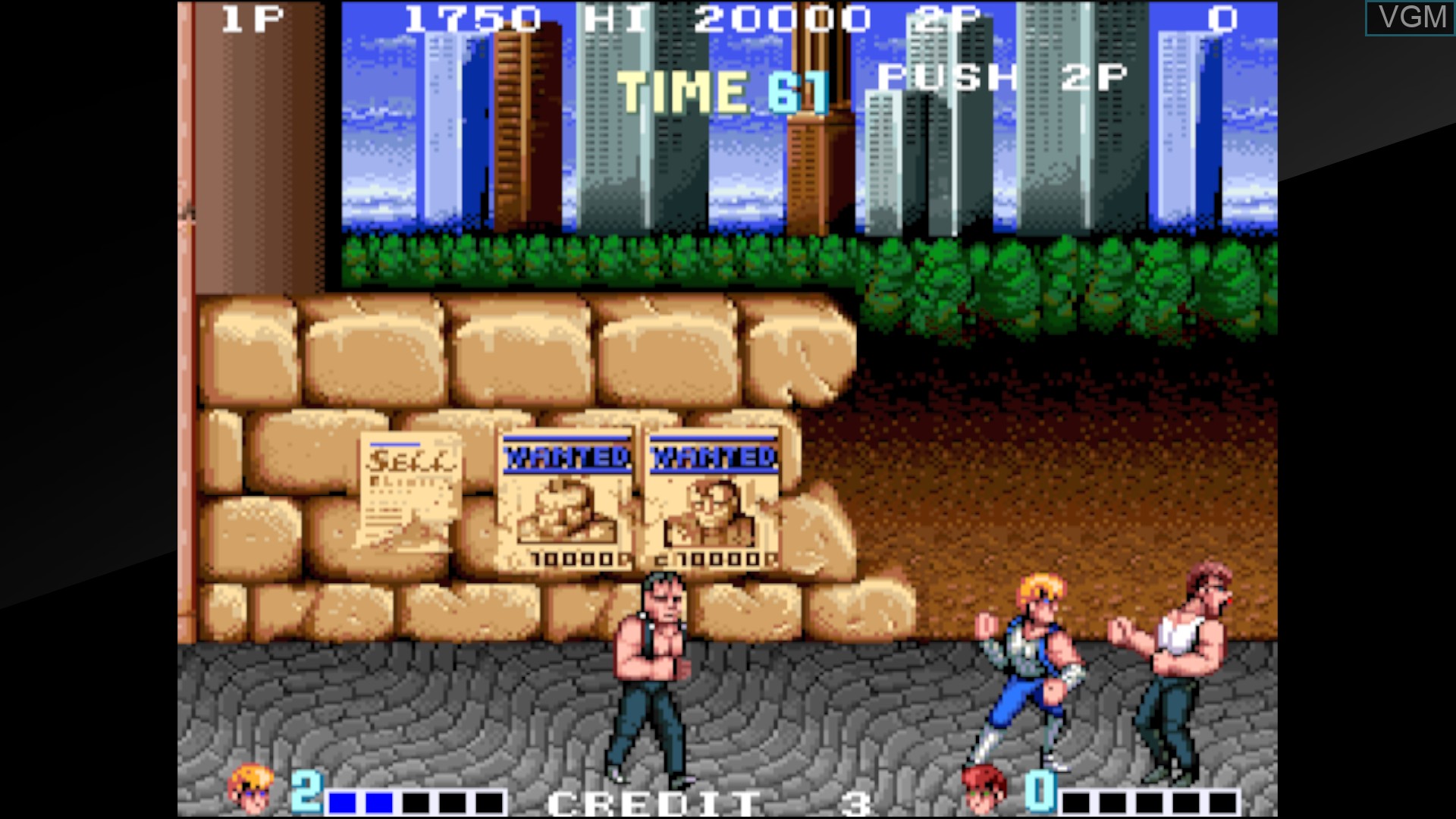 In-game screen of the game Arcade Archives DOUBLE DRAGON on Switch