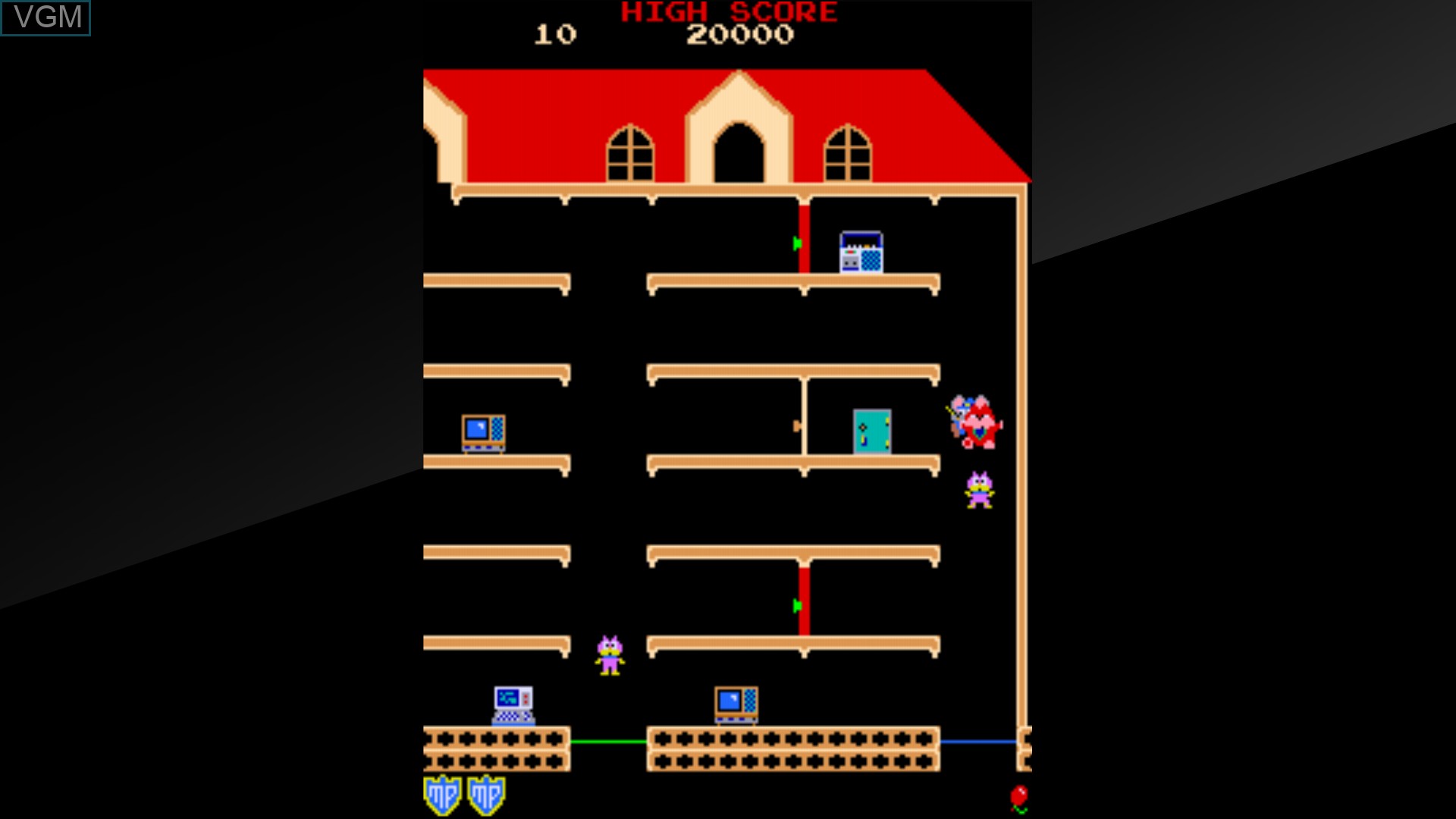 In-game screen of the game Arcade Archives MAPPY on Switch