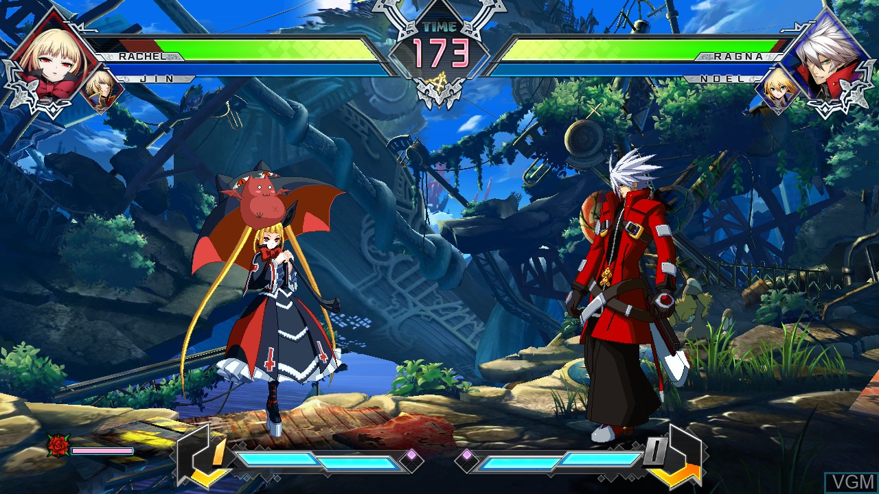 In-game screen of the game BLAZBLUE CROSS TAG BATTLE on Switch