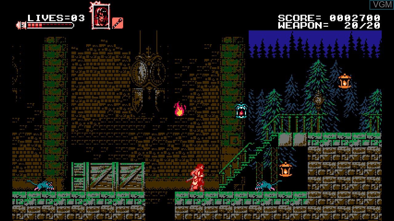 In-game screen of the game Bloodstained Curse of the Moon on Switch