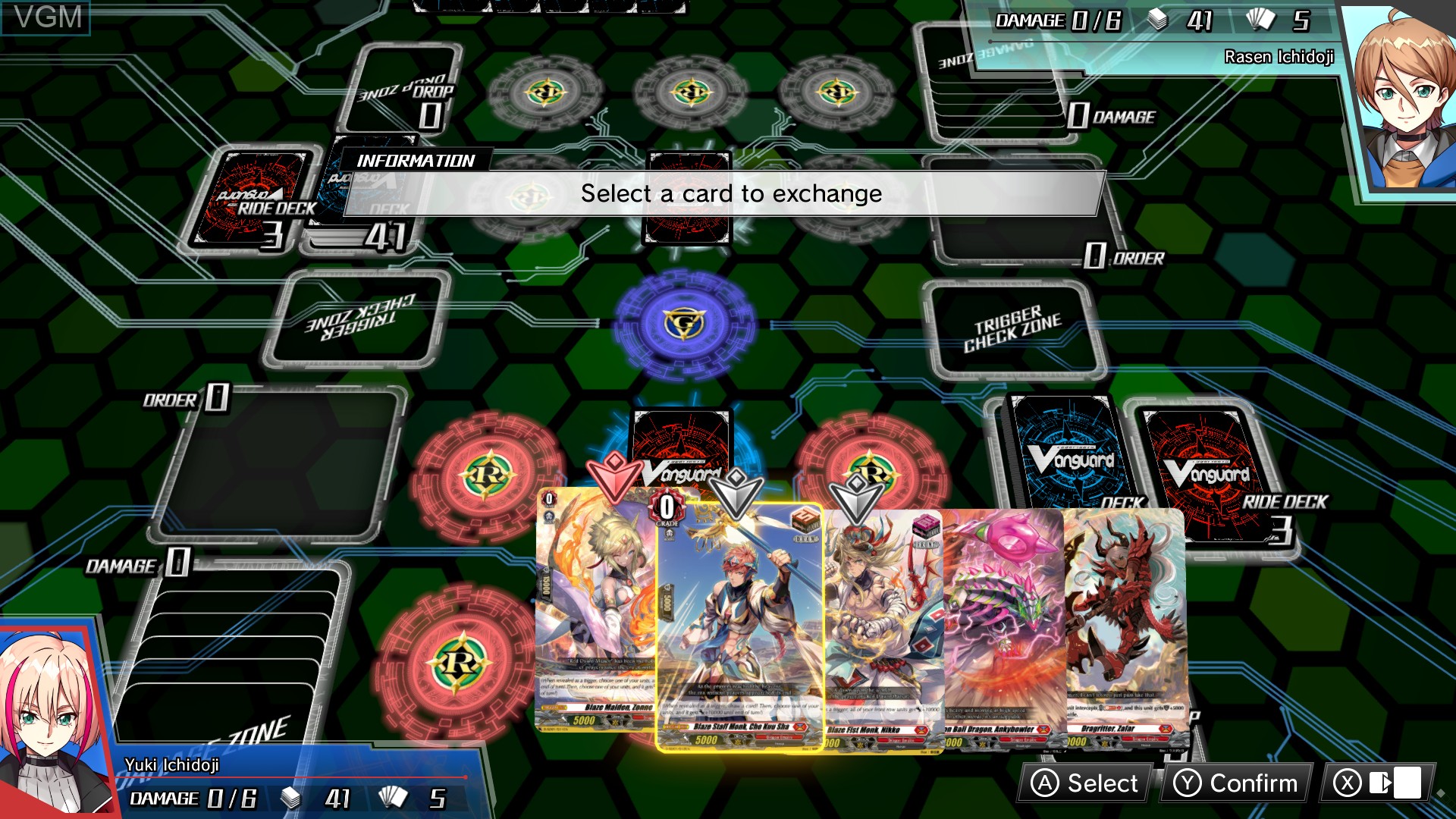 In-game screen of the game CARDFIGHT!! Vanguard Dear Days on Switch