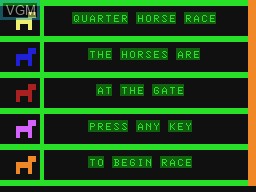 Title screen of the game Quarter Horse Race on Tandy MC10