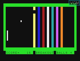 In-game screen of the game Breakout on Tandy MC10