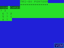 In-game screen of the game Pontoon on Tandy MC10