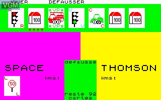 In-game screen of the game 1000 Bornes on Thomson MO5